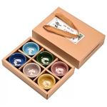 Ceramic Tea Cups Set, Chinese Kung Fu Tea Cup,Sake Cup, Porcelain Koi Fish Tea Cups, Handcrafted Ceramic Cups Set Gifts for Home and Office Expressing Thoughts, Teacups, Japanese Tea Cups(6PCS)