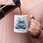 Personalized Cute Bear Mug With Name, Snowflake Bear Keepsake Cup, Customized Winter Animal Themed Coffee Mug, Custom Christmas Inspired Ceramic Cup 11oz 15oz, Lovely White Mug