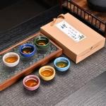 Ceramic Tea Cups Set, Chinese Kung Fu Tea Cup,Sake Cup, Porcelain Koi Fish Tea Cups, Handcrafted Ceramic Cups Set Gifts for Home and Office Expressing Thoughts, Teacups, Japanese Tea Cups(6PCS)