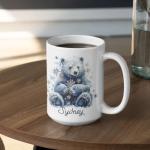 Personalized Cute Bear Mug With Name, Snowflake Bear Keepsake Cup, Customized Winter Animal Themed Coffee Mug, Custom Christmas Inspired Ceramic Cup 11oz 15oz, Lovely White Mug