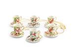Holly Berries and Poinsettia Assorted Mini Teacups Christmas Tree Ornaments Set of 6