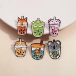 VEINTI+1 Animal Pin Cute Animal Bubble Tea Drink Enamel Lapel Pin Brooches Cute Boba Brooch Kawaii Bags Backpacks Jackets Hat Accessory Decoration animal pins for backpacks Set of 6