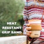 SoleCup. Travel Mug Loose Tea Infuser - Detachable Tea Strainer with Spillproof Lid - BPA-Free Reusable Glass Travel Coffee Cup with Cork Band (Gray and Blue, 12oz)