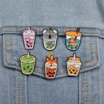 VEINTI+1 Animal Pin Cute Animal Bubble Tea Drink Enamel Lapel Pin Brooches Cute Boba Brooch Kawaii Bags Backpacks Jackets Hat Accessory Decoration animal pins for backpacks Set of 6