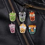 VEINTI+1 Animal Pin Cute Animal Bubble Tea Drink Enamel Lapel Pin Brooches Cute Boba Brooch Kawaii Bags Backpacks Jackets Hat Accessory Decoration animal pins for backpacks Set of 6