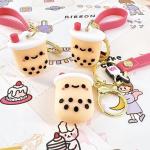 Ms. Panda Boba Tea Keychain with Strap – Cute Silicone Bubble Milk Tea Cup Keyring for Bags, Gifts, and Best Friends