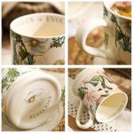 KANGDAWEI 13oz Ceramic Coffee Mug - Floral & Nature Inspired Tea Cup for Women & Home Decor & Tea Lovers (【Peony】)