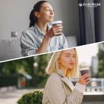 [1000 SET]Harvest Pack 12 oz Disposable Coffee Cups, Insulated Ripple Double-Walled Paper Cups with White Lids, Brown Geometric, Leak-Proof Drinking Cups for Tea Hot Chocolate Drinks To go coffee cups