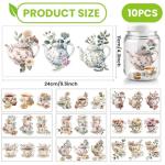 arricraft 10 Sheets UV DTF Cup Wraps for 16 OZ Glass Cups, 10 Styles Tea Cups Teapots Pastries Patterns Rub on Transfers PVC Transfer Stickers Waterproof Rub Decals for DIY Your Holiday Presents