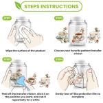 arricraft 10 Sheets UV DTF Cup Wraps for 16 OZ Glass Cups, 10 Styles Tea Cups Teapots Pastries Patterns Rub on Transfers PVC Transfer Stickers Waterproof Rub Decals for DIY Your Holiday Presents