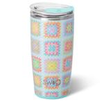 Swig Life 22oz Insulated Tumbler, Travel Coffee Tumbler with Lid, Cup Holder Friendly Travel Coffee Mug, Stainless Steel, 22 oz Tumblers, Reusable Insulated Mug with Lid (Granny Squares)