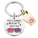 Tea Keychain – “YOU’LL ALWAYS BE MY BEST-TEA” with Pearl Milk Tea & Cute Teacup for Women Bag Charms, Cute Key Chains Gift for Best Friends
