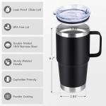 20oz Tumbler with Lid, Stainless Steel Tumbler with Handle, Metal Insulated Travel Coffee Mug with Handle, Double Wall Vacuum Spill Proof Tumbler Cup, Black 1 Pack