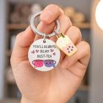 Tea Keychain – “YOU’LL ALWAYS BE MY BEST-TEA” with Pearl Milk Tea & Cute Teacup for Women Bag Charms, Cute Key Chains Gift for Best Friends