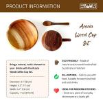 Rainforest Bowls Acacia Wood Cup Set (2-Pack) - Handcrafted Rustic Drinking Cup, Teaspoon, Saucer - Natural & Sustainably Made - Eco-Friendly Gift for Nature-Inspired Kitchens