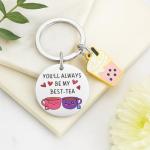 Tea Keychain – “YOU’LL ALWAYS BE MY BEST-TEA” with Pearl Milk Tea & Cute Teacup for Women Bag Charms, Cute Key Chains Gift for Best Friends