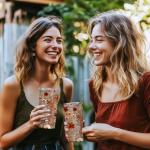 QruKinx Retro Flower Tumbler 20 oz | Travel Coffee Mug with Lid and Straw | Stainless Steel Tea Cup for Men and Women | Office and Home Drinkware | Floral Christmas or Birthday Gifts