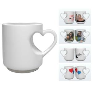 Customized Coffee Mug, Custom Ceramic Mugs for Tea Coffee Water, Custom-made Mug with Love Handle 11 Oz Ceramic, Personalized Love Gifts Photo Cup, Photo Gifts for Men Women, WhiteNoCustom