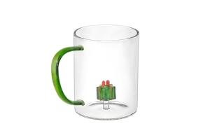 Holiday Peekaboo Borosilicate Glass Mug - Cute Coffee Cup for Tea, Milk, Juice - Transparent Drinkware Accessory for Christmas Party, Festive Gingerbread Snowman Present
