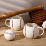 FoldTier 2 Pcs 17oz Baseball Ceramic Coffee Mugs, 3D Handmade Sports Design Porcelain Cups with Handle, Hand Painted Large Tea Mugs for Coffee Cocoa and Hot Drinks Sport Gift for Men and Women