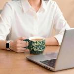 Topadorn Coffee Ceramic Mug Porcelain Latte Tea Cup 12oz. Green