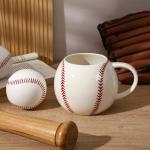FoldTier 2 Pcs 17oz Baseball Ceramic Coffee Mugs, 3D Handmade Sports Design Porcelain Cups with Handle, Hand Painted Large Tea Mugs for Coffee Cocoa and Hot Drinks Sport Gift for Men and Women