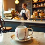 FoldTier 2 Pcs 17oz Baseball Ceramic Coffee Mugs, 3D Handmade Sports Design Porcelain Cups with Handle, Hand Painted Large Tea Mugs for Coffee Cocoa and Hot Drinks Sport Gift for Men and Women