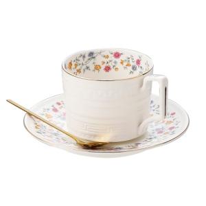 Harahiko Country Roses Porcelain Tea Cup and Saucer Set with Gold Trim, Vintage Style, For Women and Tea Parties (1, P)