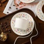 Harahiko Country Roses Porcelain Tea Cup and Saucer Set with Gold Trim, Vintage Style, For Women and Tea Parties (1, P)