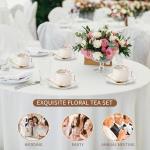 Harahiko Country Roses Porcelain Tea Cup and Saucer Set with Gold Trim, Vintage Style, For Women and Tea Parties (1, P)