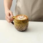 20oz Raku Glaze Ceramic Coffee Mug in Yellow