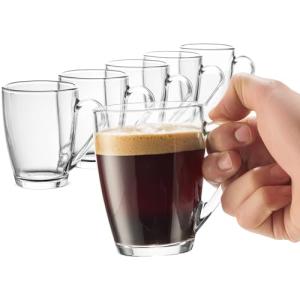 Bormioli Rocco Glass Coffee Mug Set, 6-Pack
