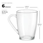 Bormioli Rocco Glass Coffee Mug Set, 6-Pack