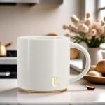 COLLECTIVE HOME - Monogram Ceramic Mugs, 15 oz Golden Initial Coffee Cups, Elegant Capital Alphabet Tea Mugs, Elegant Personalized Mug with Gift Box, Luxurious Cups for Office and Home (R)
