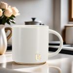 COLLECTIVE HOME - Monogram Ceramic Mugs, 15 oz Golden Initial Coffee Cups, Elegant Capital Alphabet Tea Mugs, Elegant Personalized Mug with Gift Box, Luxurious Cups for Office and Home (R)
