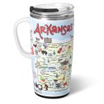 Swig Life 22oz Travel Mug, Insulated Tumbler with Handle and Lid, Travel Coffee Mug, Cup Holder Friendly, Stainless Steel 22 oz Tumbler, Reusable Insulated with Lid (Arkansas)