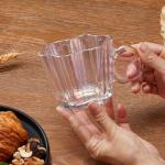 Vintage Iridescent Glass Coffee Mugs Set of 4, 11oz Creative Flower Glass Coffee Cups with Spoons - Cute Floral Tea Cups with Handle, Art Glassware, Unique Gifts for Women