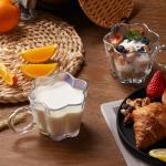 Vintage Iridescent Glass Coffee Mugs Set of 4, 11oz Creative Flower Glass Coffee Cups with Spoons - Cute Floral Tea Cups with Handle, Art Glassware, Unique Gifts for Women