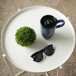 Bosmarlin Ceramic Travel Coffeel Mug with Handle and Lid, 18 oz, Portable Coffee Cup for Car Cup Holder, Microwave and Dishwasher Safe, Reactive Glaze (Blue)