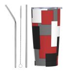 CLAPSOREI Red Black Grey White Tumbler 20oz Stainless Steel Insulated Tumblers with Lid Straw Abstract Modern Art Geometric Travel Coffee Mug Tea Wine Cup Water Bottle for Women Men