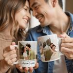 Custom Photo Mug with Text 11oz 15oz for Boyfriend Girlfriend Family Dad Mom, Personalized Photo Collage Mug with 3 Photos, Customized Coffee Mugs Gift for Valentine's Day Birthday Anniversary