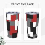 CLAPSOREI Red Black Grey White Tumbler 20oz Stainless Steel Insulated Tumblers with Lid Straw Abstract Modern Art Geometric Travel Coffee Mug Tea Wine Cup Water Bottle for Women Men