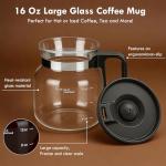 DRVLET Mini Coffee Pot Mug with Lid,16Oz Glass Coffee Pot Coffee Mugs,Spill-Proof & Heatproof Coffee Pot Cup Gifts for Coffee Lovers (1Pcs)
