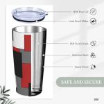 CLAPSOREI Red Black Grey White Tumbler 20oz Stainless Steel Insulated Tumblers with Lid Straw Abstract Modern Art Geometric Travel Coffee Mug Tea Wine Cup Water Bottle for Women Men