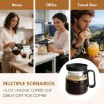 DRVLET Mini Coffee Pot Mug with Lid,16Oz Glass Coffee Pot Coffee Mugs,Spill-Proof & Heatproof Coffee Pot Cup Gifts for Coffee Lovers (1Pcs)