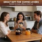 DRVLET Mini Coffee Pot Mug with Lid,16Oz Glass Coffee Pot Coffee Mugs,Spill-Proof & Heatproof Coffee Pot Cup Gifts for Coffee Lovers (1Pcs)