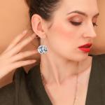Artistic Floral Teacup Earrings for Women