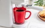 Set of 4 Embossed Red Ceramic Coffee Mugs