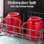 Set of 4 Embossed Red Ceramic Coffee Mugs