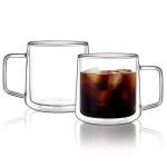 15oz Double Walled Glass Coffee Mugs - Set of 2